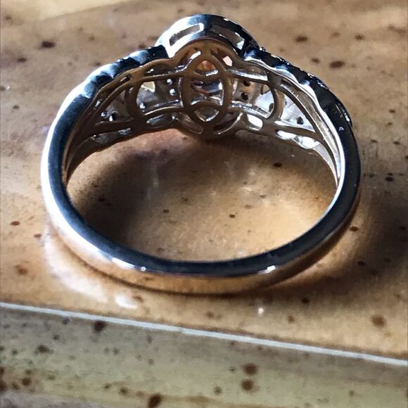 Natural Orange Garnet Sterling Silver 18k Yellow Gold Vermeil Ring Size 7 - Picture 4 of 8